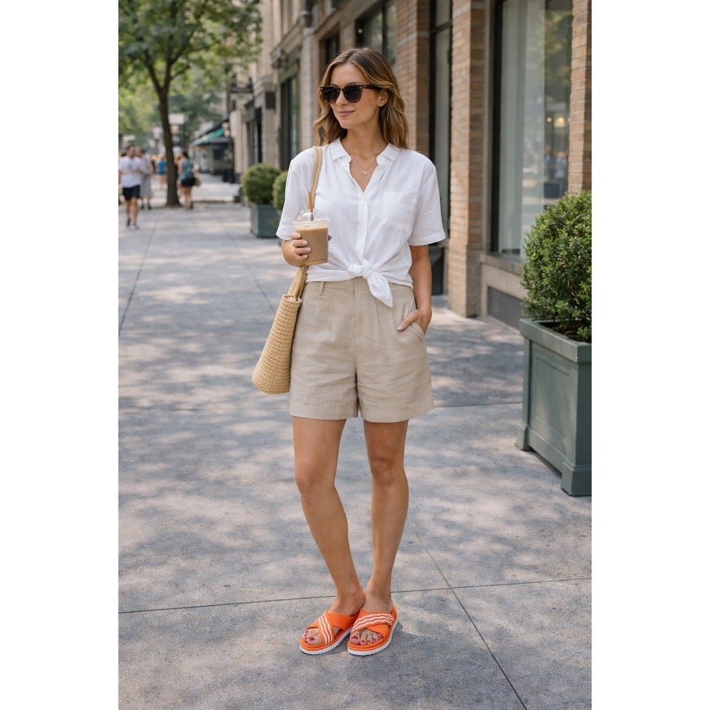 VIVAIA Orange Knit Crisscross Slide‎ Sandals Comfort Slip On EU/37 US/6.5